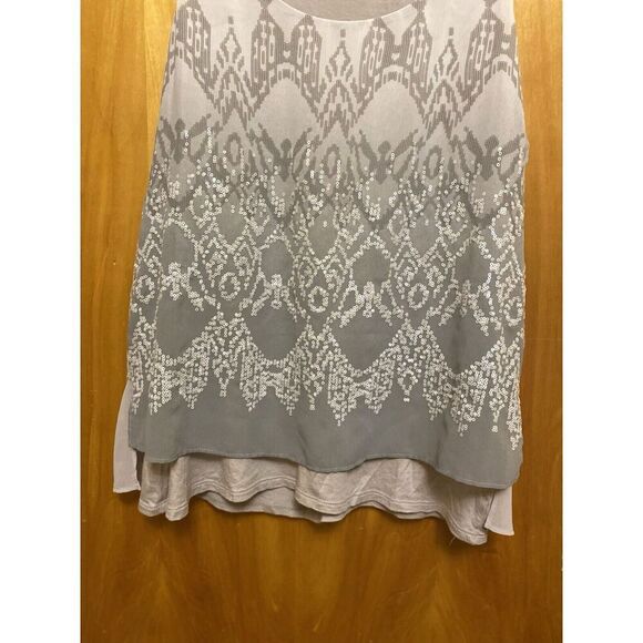 Express Women's Racerback Sequin Tank Top Flowy Gray /Silver Size M - Picture 4 of 8